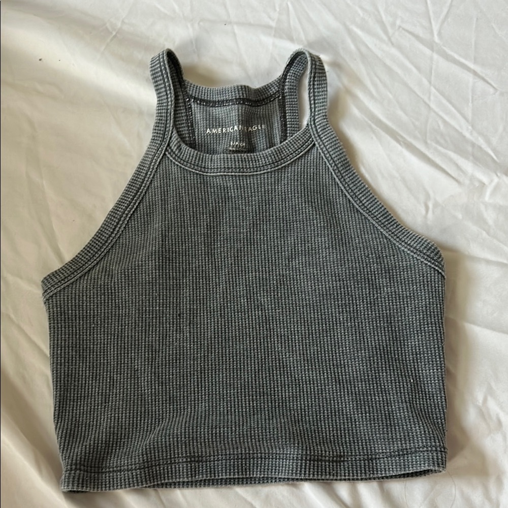American Eagle Outfitters Gray Ribbed Tank Top